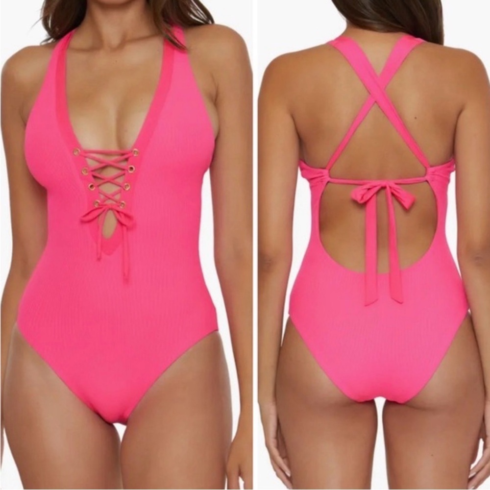 BECCA Ribbed Lace-Up One Piece Swimsuit | Summer Beach | Resortwear Euro Summer